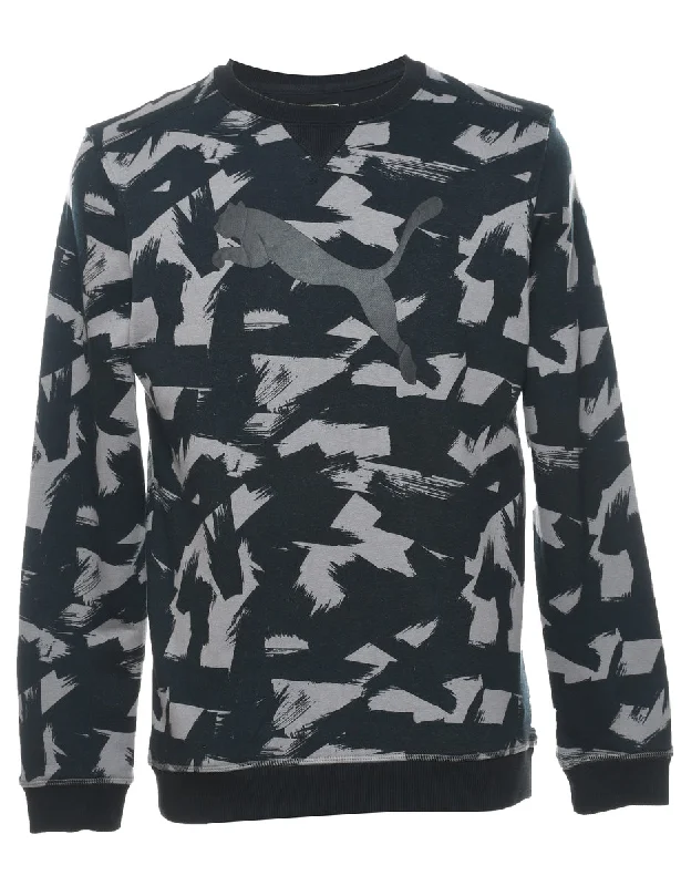 Savings Galore Puma Printed Black & Grey Sweatshirt - S