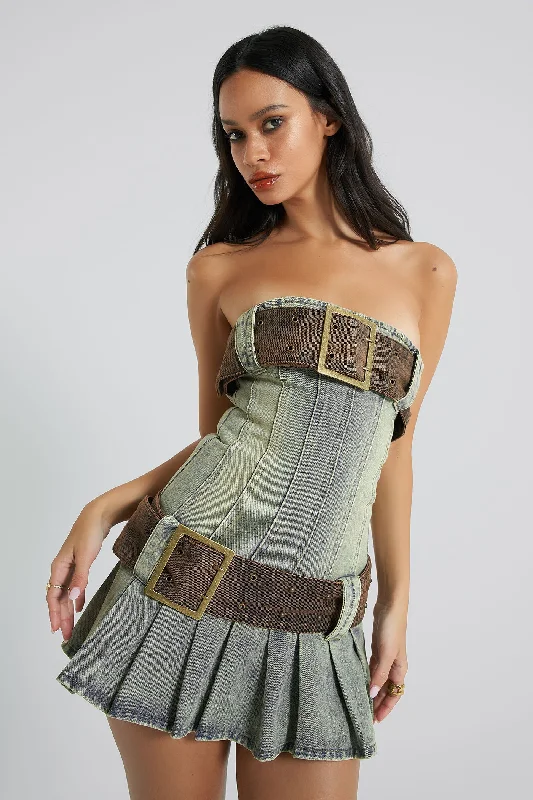 Value Deals Chelsea Denim Kilt Mini Dress
