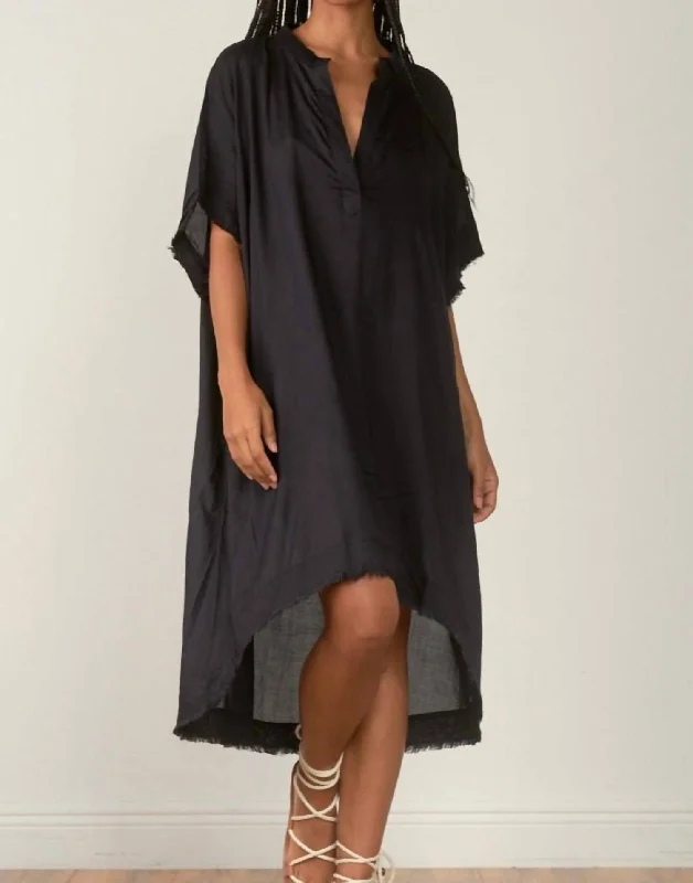 Unbeatable Prices Frayed Edge V-Neck Dress in Black