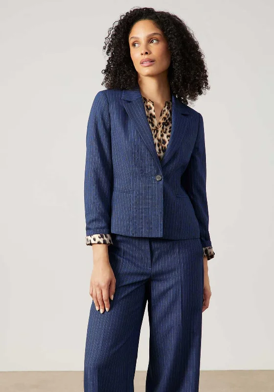 Price Cut Gerry Weber Pinstripe Leopard Contrast Blazer, Blue