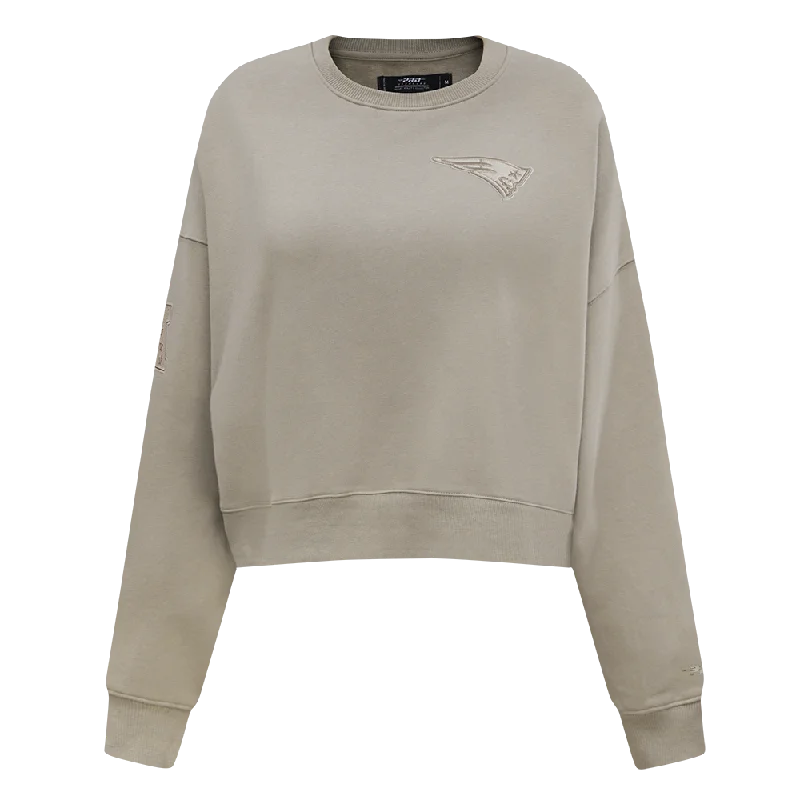 Best Seller NFL NEW ENGLAND PATRIOTS NEUTRAL WOMEN'S FLC CREWNECK (TAUPE)