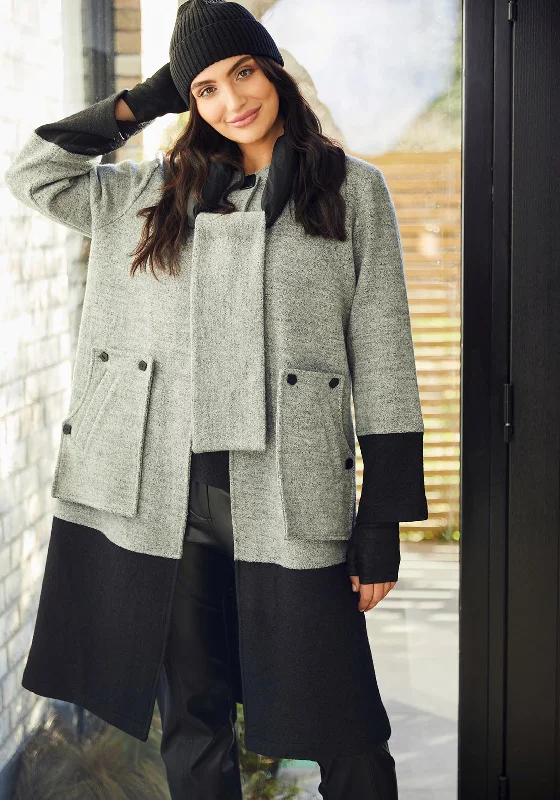 Price Reduction Ora Wool Blend Coat and Snood, Grey