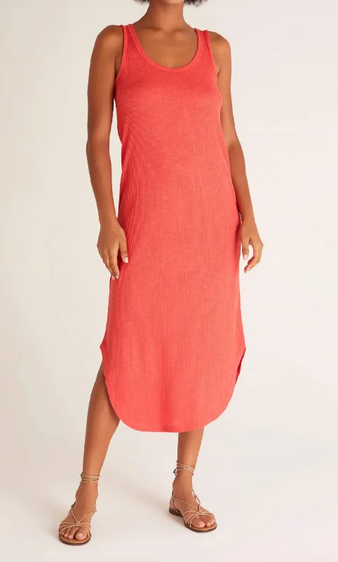 Amazing Deals Jaslyn Rib Hacci Dress in Coral