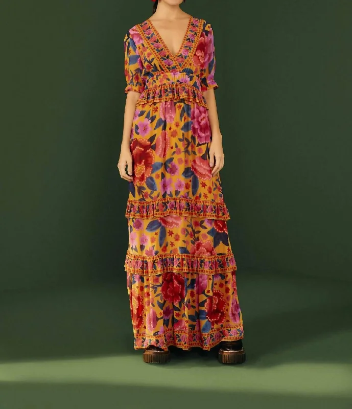 Deal Dash Floral Dream Maxi Dress in Yellow