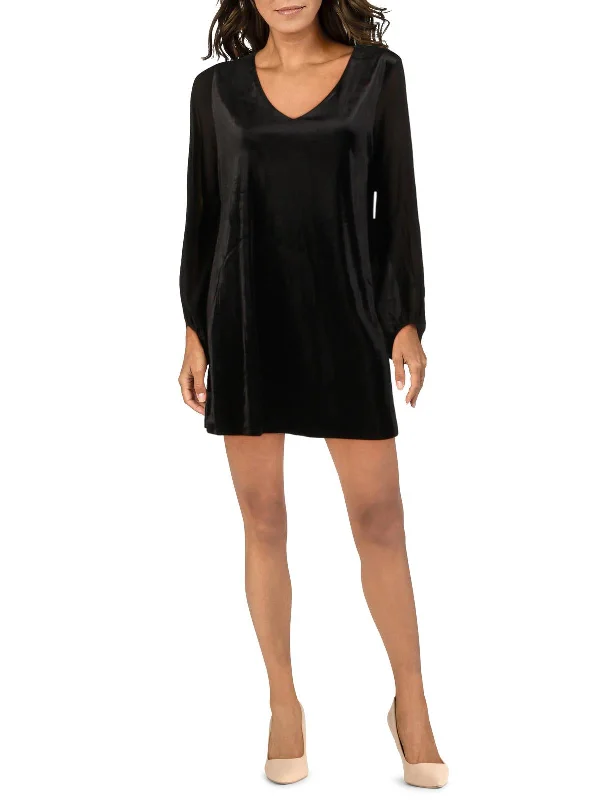 Bargain Prices Womens Velvet V-Neck Shift Dress