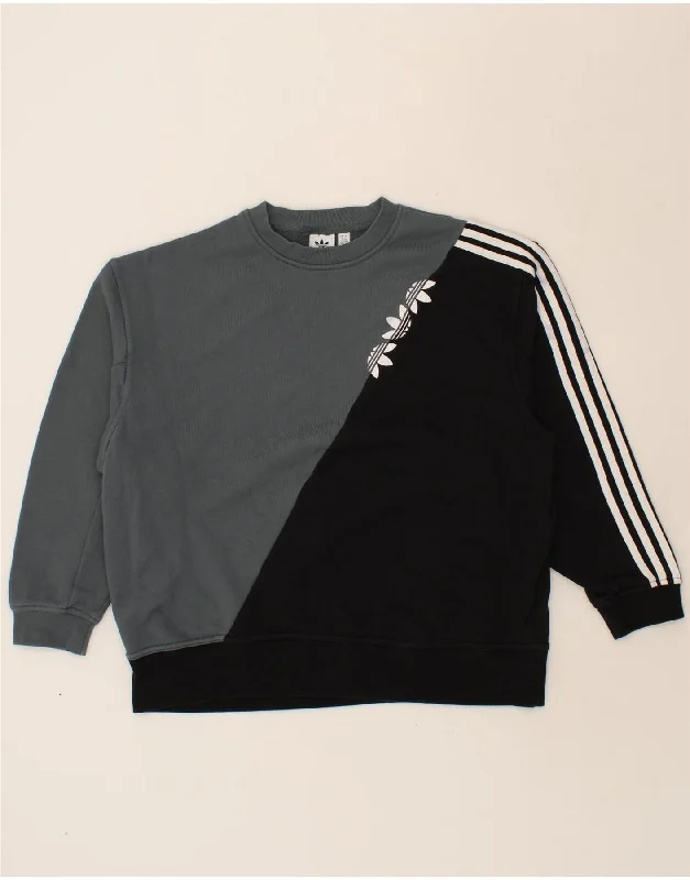 Deal Frenzy ADIDAS Womens Graphic Oversized Sweatshirt Jumper UK 12 Medium  Black