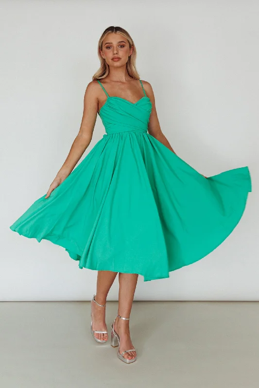 Massive Deals Salome Tied Back Knee Length Dress Green