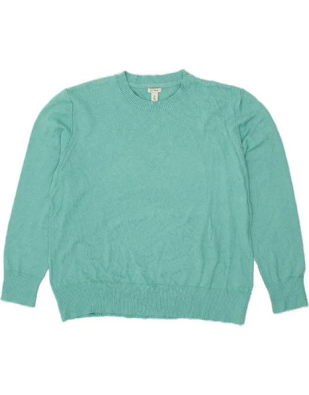 New Markdowns L.L.BEAN Womens Crew Neck Jumper Sweater UK 18 XL Blue Cotton