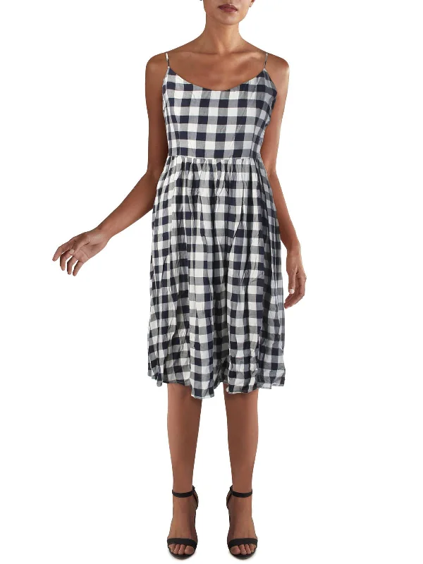 Closeout Womens Check Print V-Neck Casual Dress