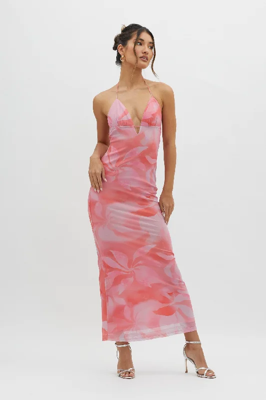 Limited Time Santa Rosa Ruched Back Maxi Dress Pink