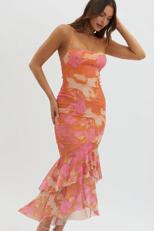 Early Access Avalee Layered Hem Mesh Dress Pink