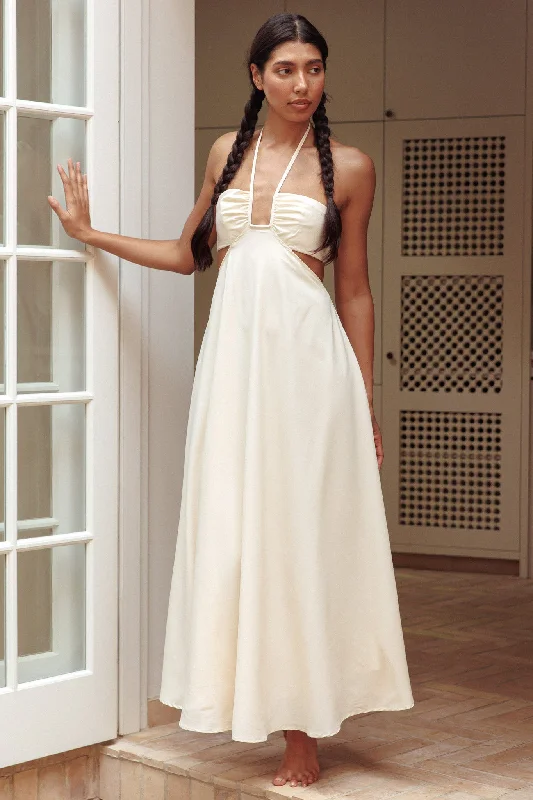 Massive Deals Onika Cut-Out Tied Back Maxi Dress Butter