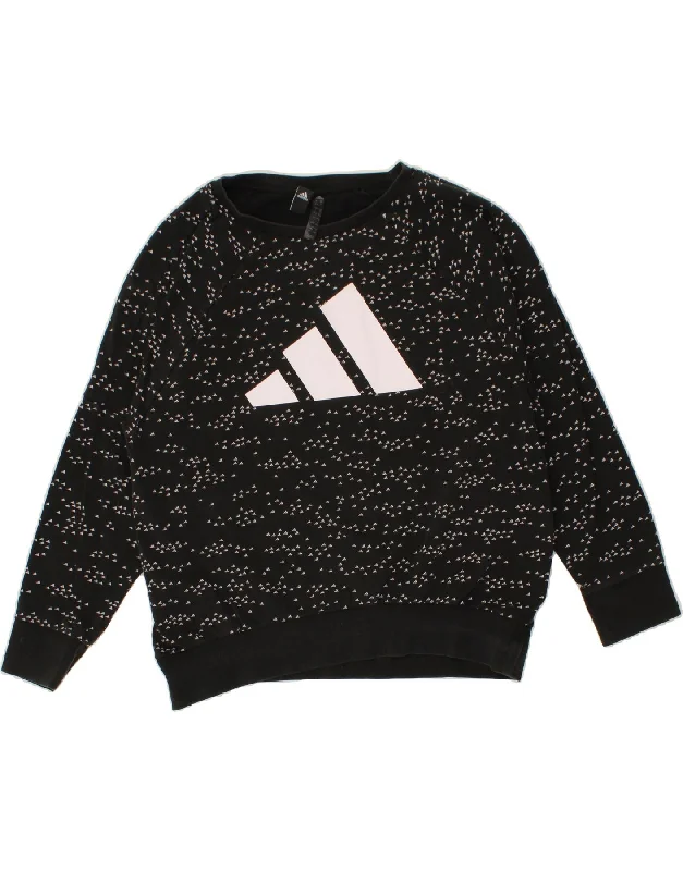 Big Discounts ADIDAS Womens Graphic Sweatshirt Jumper UK 16/18 Large Black Spotted