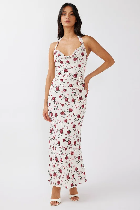 Members Only Love's Kiss Cowl Halterneck Maxi Dress Rose