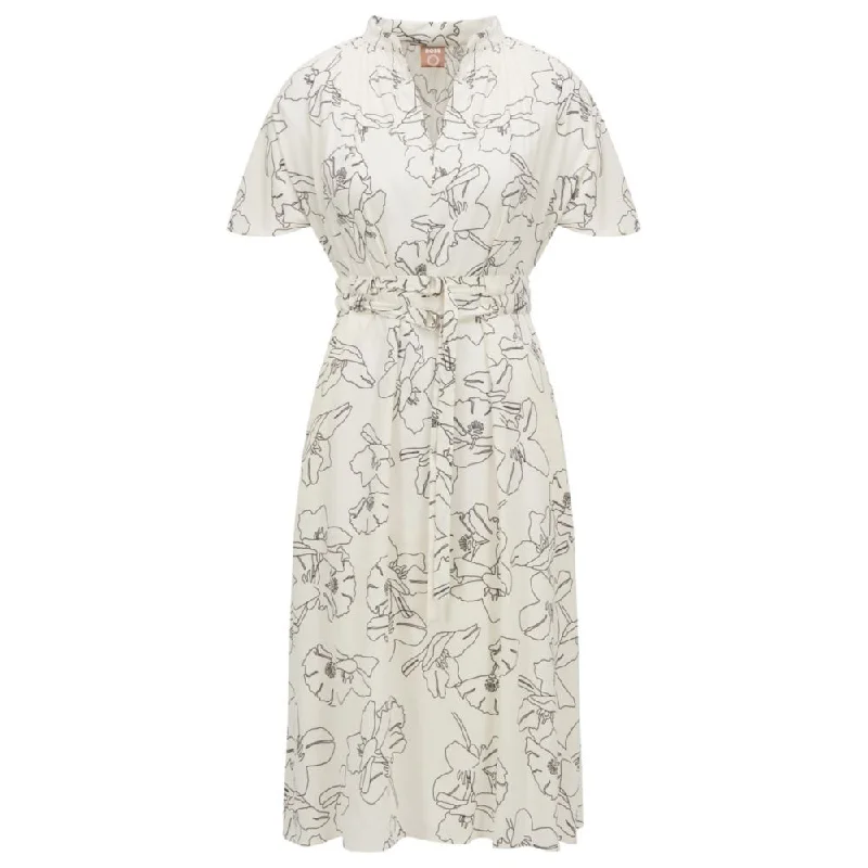 Savings Galore Double-belt regular-fit dress with floral print