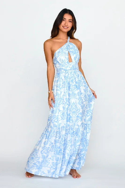 Online Exclusive Kamali One-Shoulder Keyhole Maxi Dress Blue