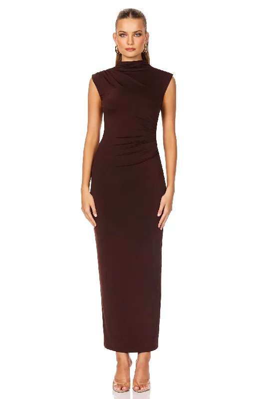 Great Deals Nookie Olivia High Neck Midi Dress - Cocoa