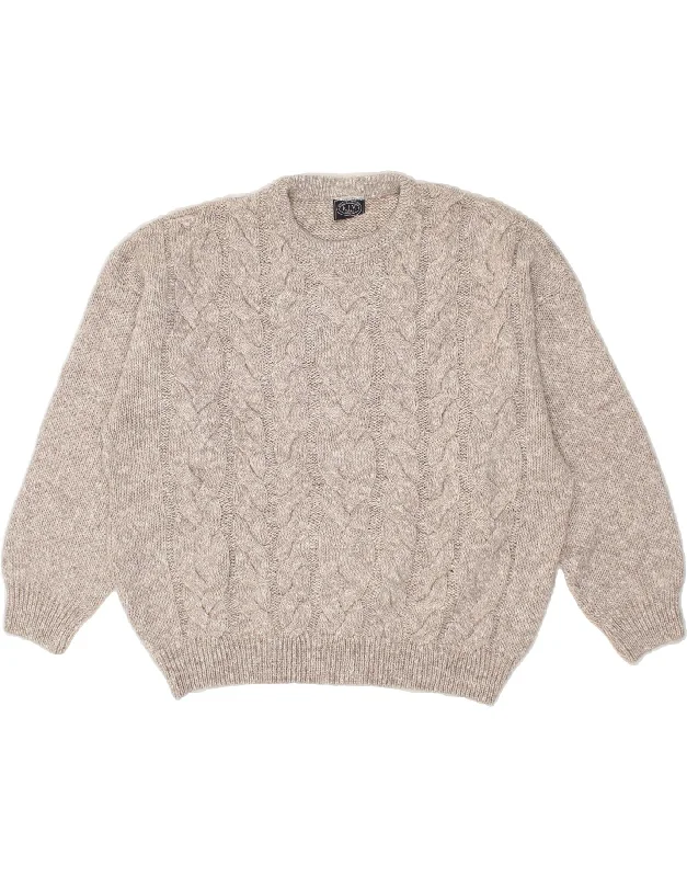 Reduced Prices VINTAGE Womens Crew Neck Jumper Sweater UK 20 2XL Beige Acrylic