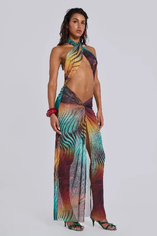 Deal of the Day Akila Knotted Halter Maxi Dress