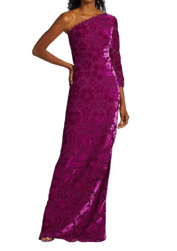 Early Bird Discount Simone Floral Guipure Lace Gown In Plumeria
