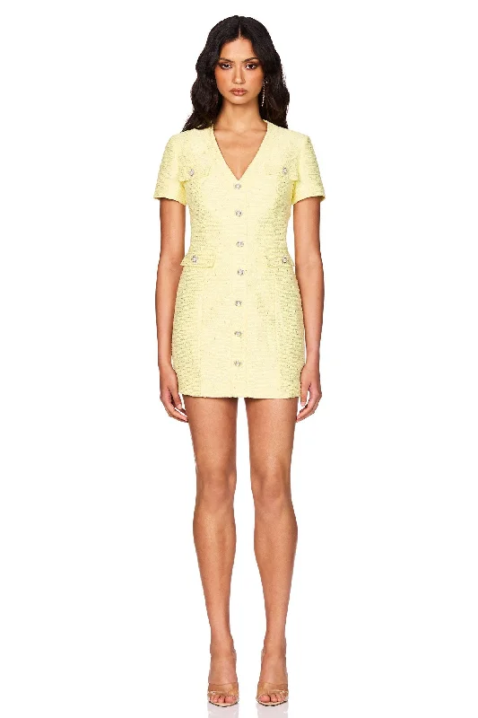 Exclusive Access Nookie Tarsha Tweed Mini Dress - Lemon