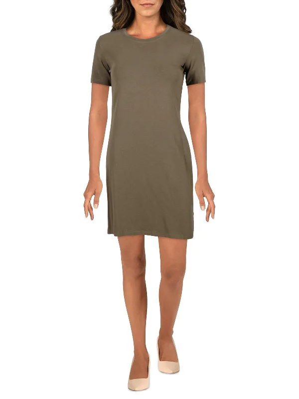 Super Bargain Womens Knit Crewneck T-Shirt Dress