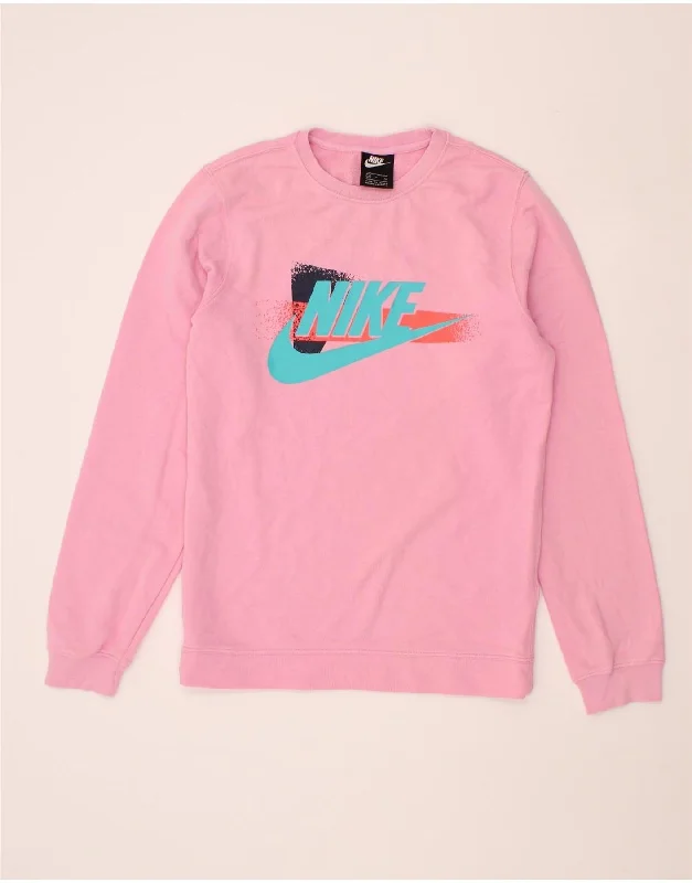 Grand Opening Sale NIKE Womens Graphic Sweatshirt Jumper UK 10 Small Pink Cotton