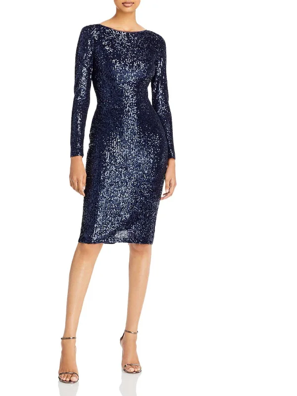New Arrival Womens Sequined Long Sleeves Cocktail and Party Dress