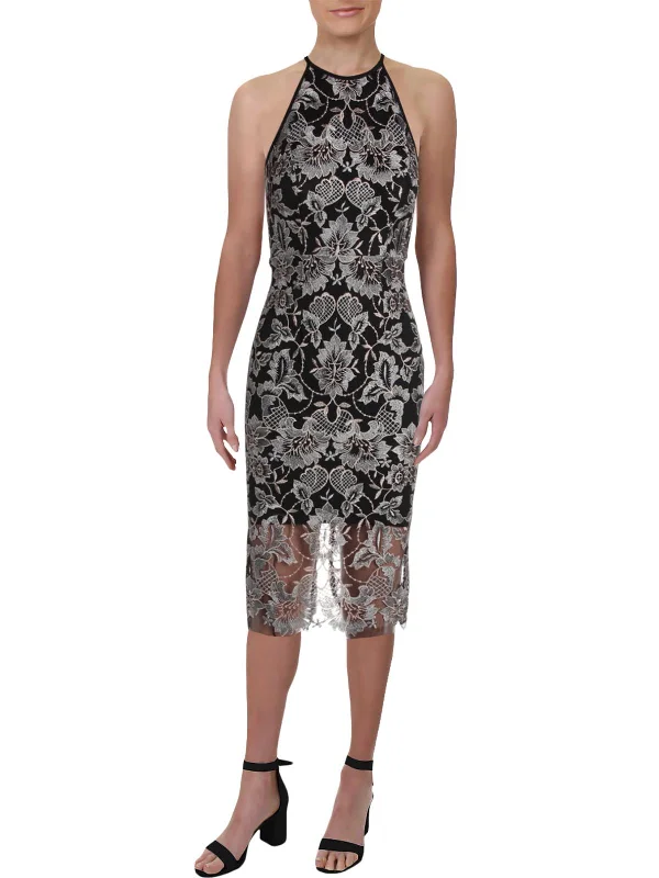 Act Now Womens Lace Midi Cocktail Dress
