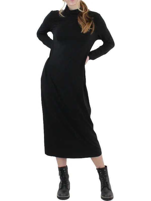 Deal Mania Womens Tencel Scrunch Neck Shirtdress