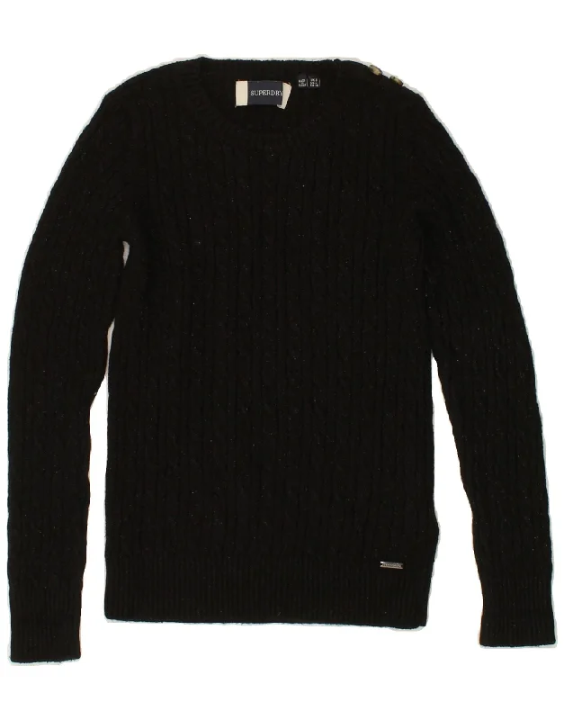 Super Savings SUPERDRY Womens Boat Neck Jumper Sweater UK 8 Small  Black Acrylic