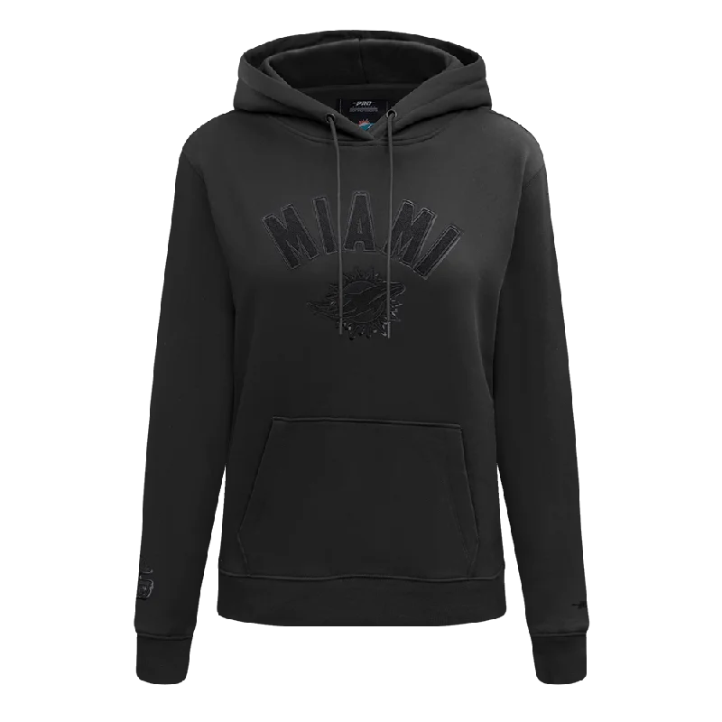 Can't Miss NFL MIAMI DOLPHINS TRIPLE BLACK WOMEN'S FLC PO HOODIE (TRIPLE BLACK)