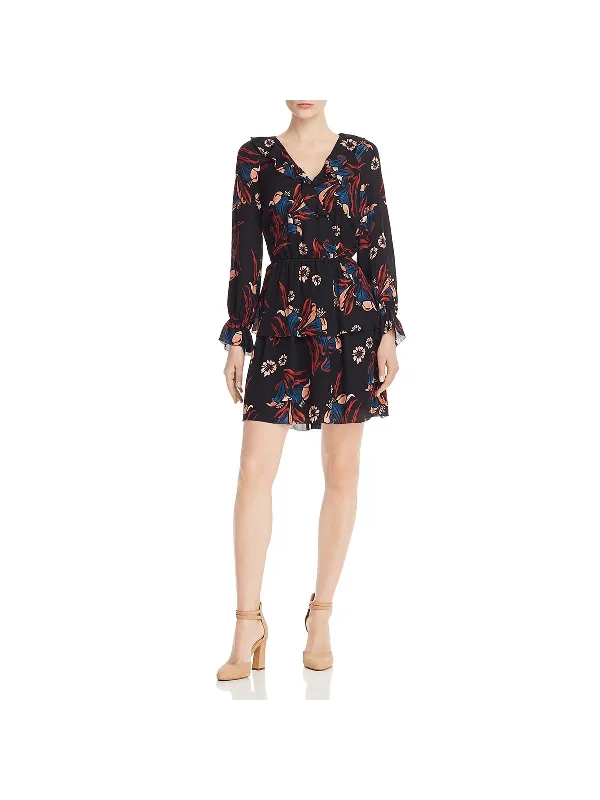 Price Smash Womens Silk Floral Wrap Dress