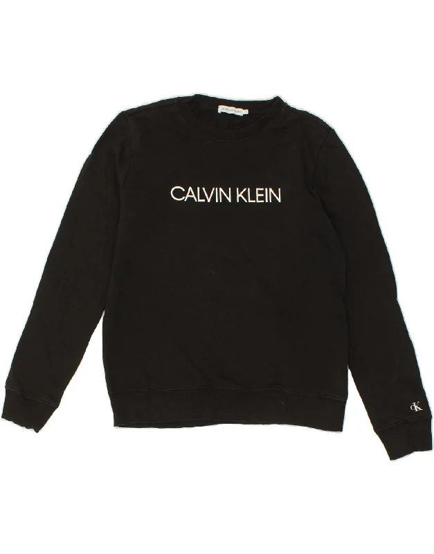 Big Savings CALVIN KLEIN JEANS Womens Graphic Sweatshirt Jumper UK 14 Medium Black