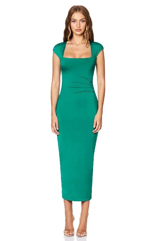 Overstock Nookie Dare Cap Sleeve Midi Dress - Emerald