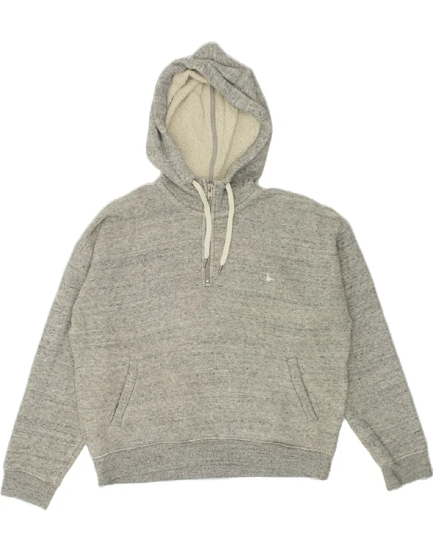 Online Specials JACK WILLS Womens Oversized Zip Neck Hoodie Jumper UK 16 Large  Grey
