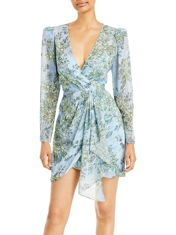 Stock Clearance Womens Metallic Short Mini Dress