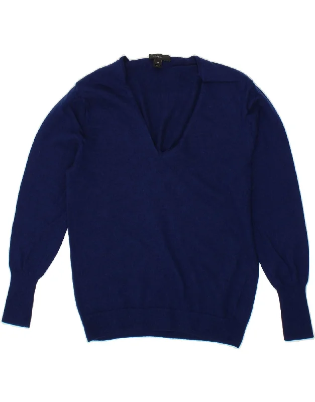 New Deals J. CREW Womens 3/4 Sleeve V-Neck Jumper Sweater UK 12 Medium Navy Blue