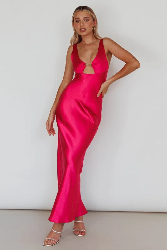 Incredible Offers Blushing Beauty Horsebit Accent Maxi Dress Hot Pink