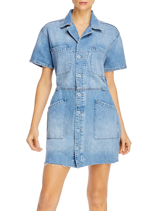 Discount Days Clara Field Womens Short Sleeves Mini Shirtdress