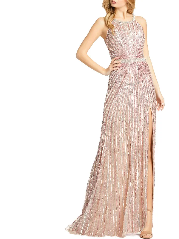 Fantastic Deals Womens Sequined Halter Evening Dress
