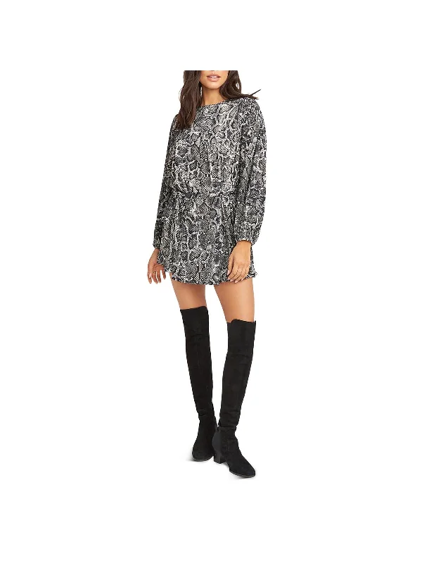 Today’s Deal Geller Womens Snake Print Puff Sleeve Shift Dress