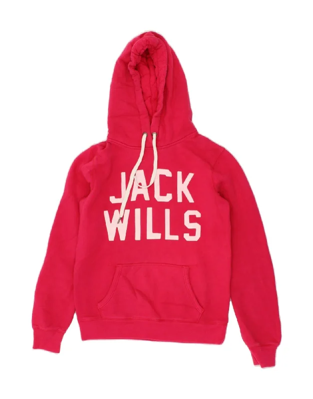 The Best Prices JACK WILLS Womens Graphic Hoodie Jumper UK 10 Small  Pink Cotton