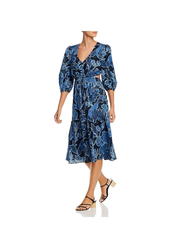 Today’s Deal Womens V Neck Tie Front Midi Dress