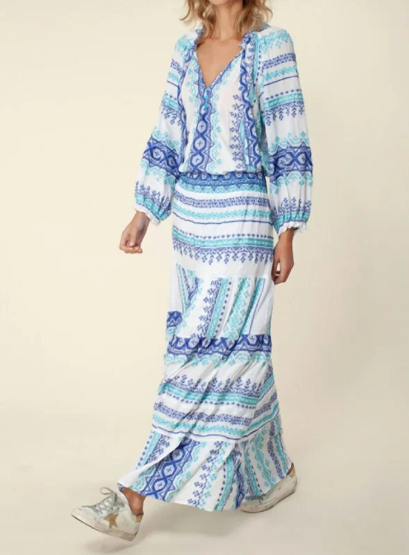 Price Meltdown Marquesa Embroidered Maxi Skirt in Blue