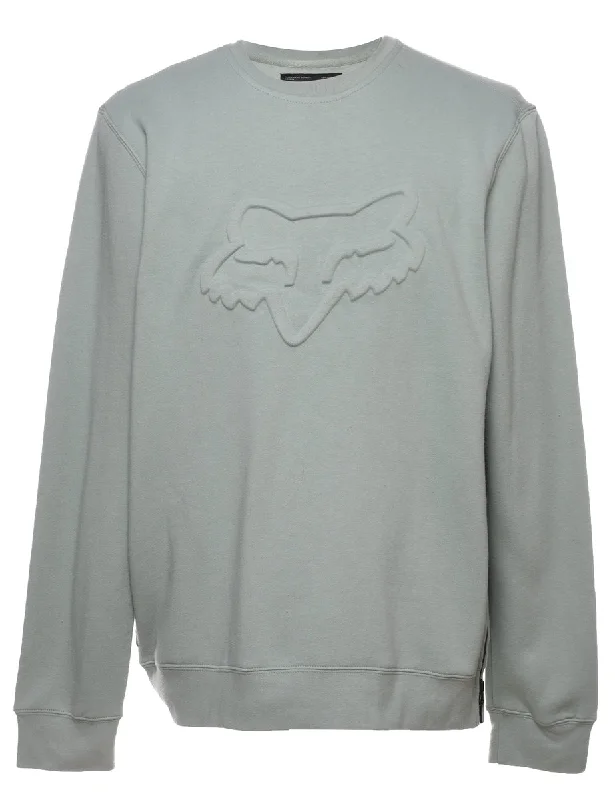 Savings Galore Light Green Plain Embossed Sweatshirt - L