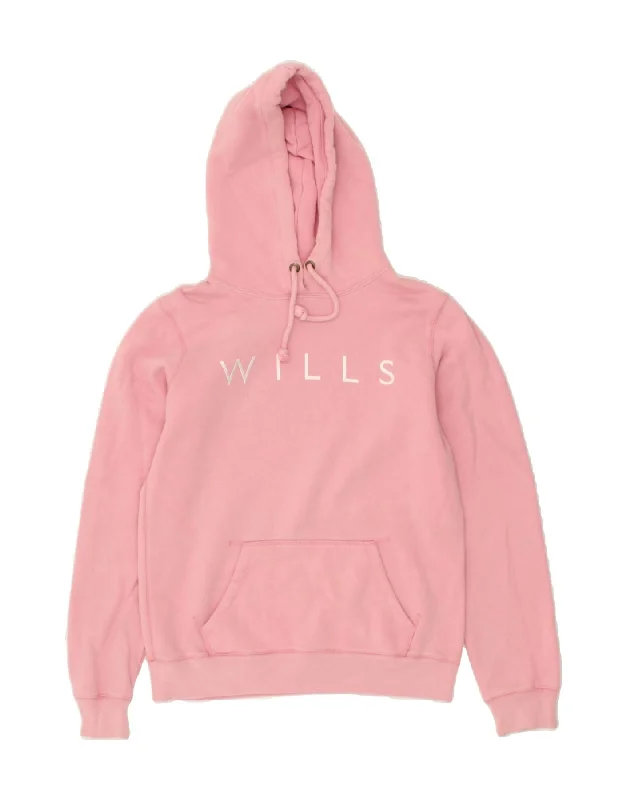 Take Advantage JACK WILLS Womens Graphic Hoodie Jumper UK 12 Medium  Pink Cotton