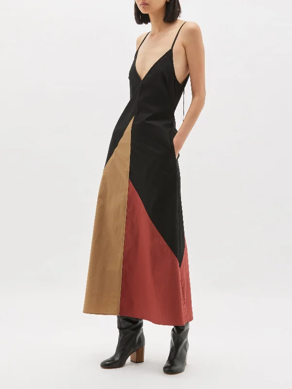 Year-End Sale contrast panelled cotton dress